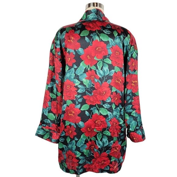 Vintage Victorias Secret Kimono Womens OS Red Floral Satin Robe Y2K 90s Romantic - Picture 2 of 13